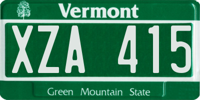 VT license plate XZA415