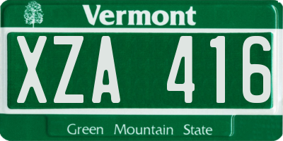 VT license plate XZA416