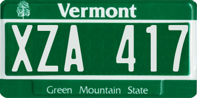 VT license plate XZA417