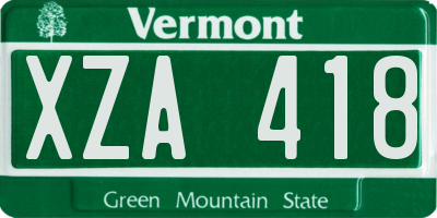 VT license plate XZA418