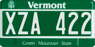 VT license plate XZA422
