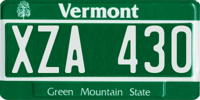 VT license plate XZA430