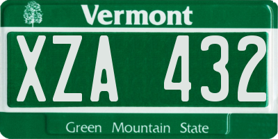VT license plate XZA432