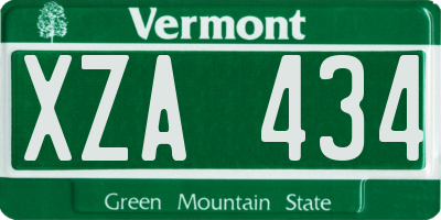 VT license plate XZA434