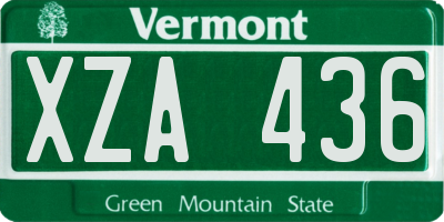 VT license plate XZA436