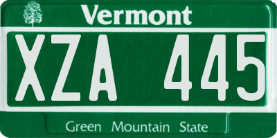 VT license plate XZA445