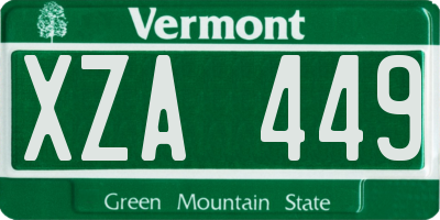 VT license plate XZA449