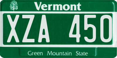 VT license plate XZA450
