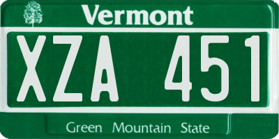 VT license plate XZA451