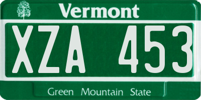VT license plate XZA453