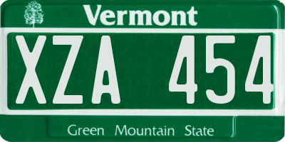 VT license plate XZA454