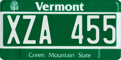 VT license plate XZA455