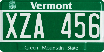 VT license plate XZA456