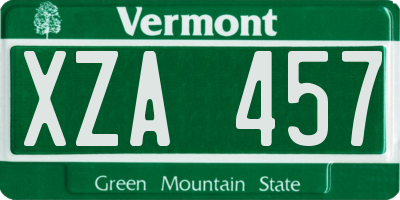 VT license plate XZA457