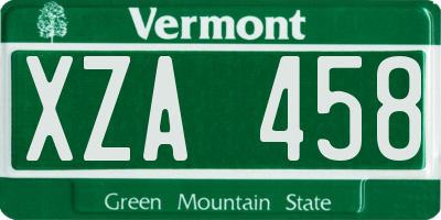 VT license plate XZA458