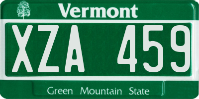 VT license plate XZA459