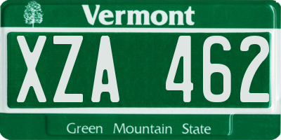 VT license plate XZA462