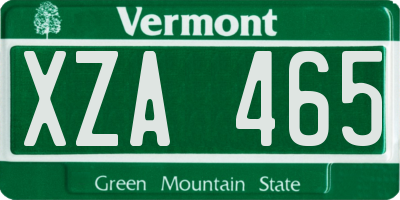 VT license plate XZA465