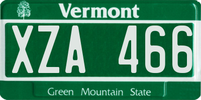 VT license plate XZA466