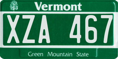 VT license plate XZA467
