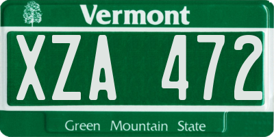 VT license plate XZA472