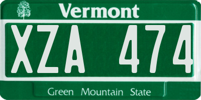 VT license plate XZA474