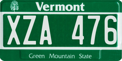 VT license plate XZA476