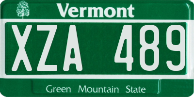 VT license plate XZA489