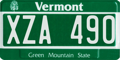 VT license plate XZA490
