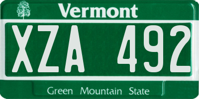 VT license plate XZA492