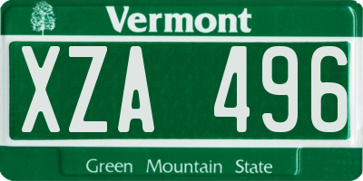 VT license plate XZA496