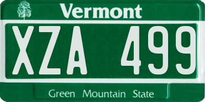 VT license plate XZA499