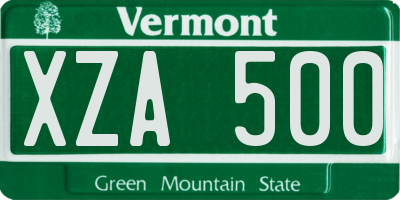 VT license plate XZA500
