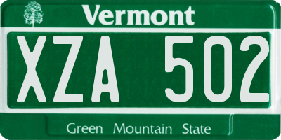 VT license plate XZA502