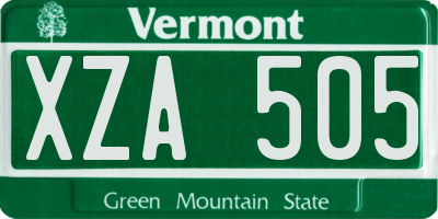 VT license plate XZA505