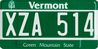 VT license plate XZA514