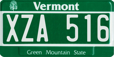 VT license plate XZA516