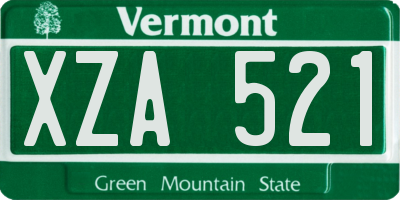 VT license plate XZA521