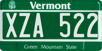 VT license plate XZA522