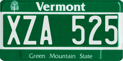 VT license plate XZA525