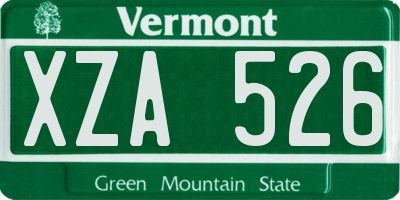 VT license plate XZA526