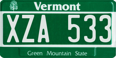 VT license plate XZA533