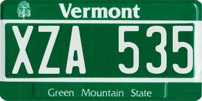 VT license plate XZA535