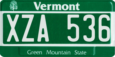 VT license plate XZA536