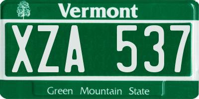 VT license plate XZA537