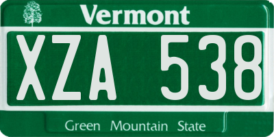 VT license plate XZA538