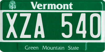 VT license plate XZA540