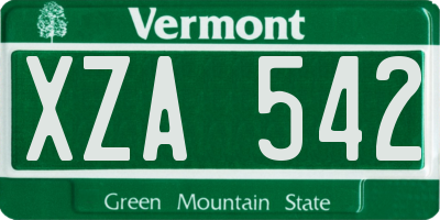 VT license plate XZA542