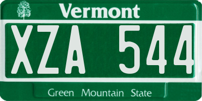 VT license plate XZA544
