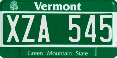 VT license plate XZA545